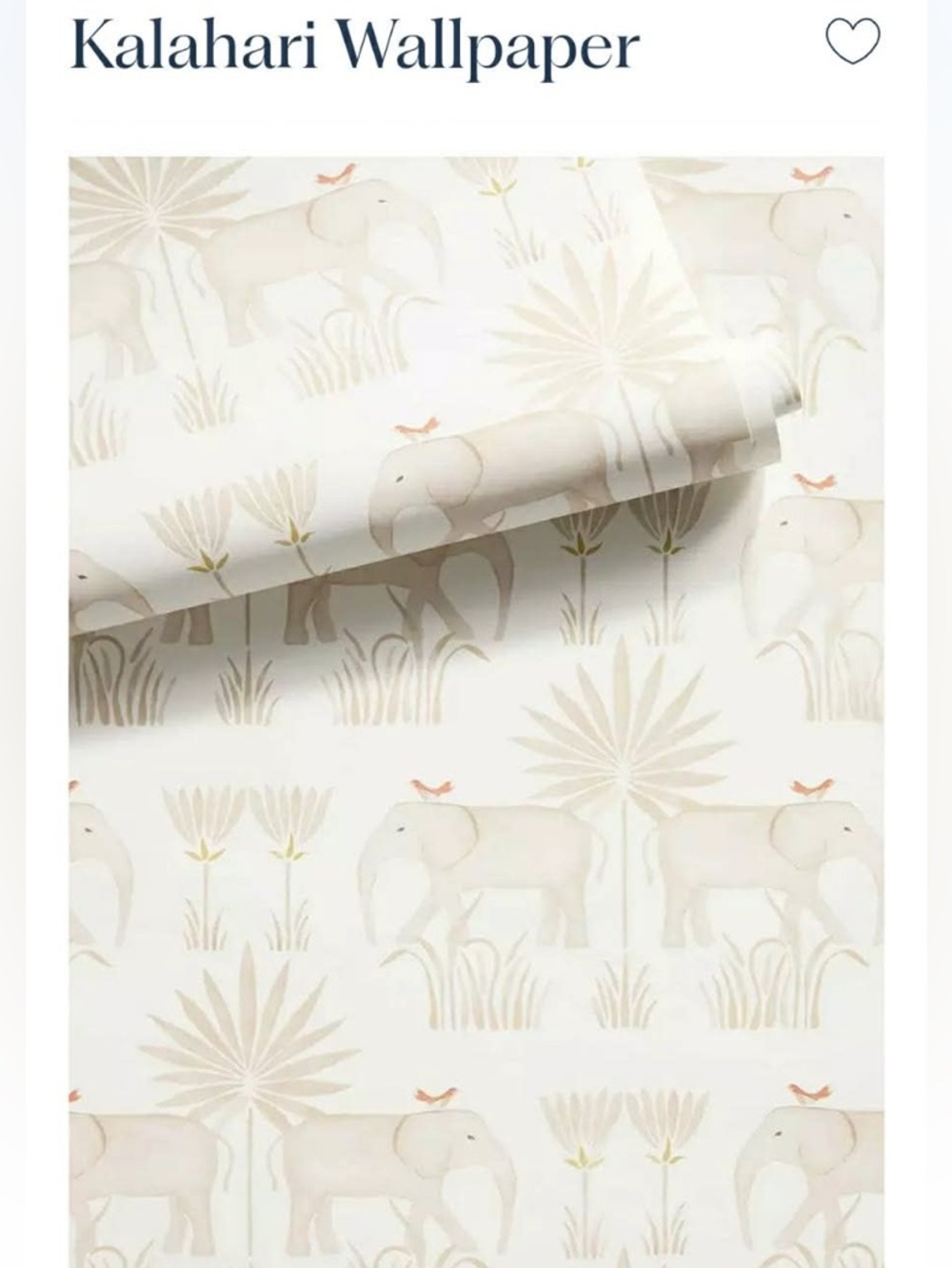 STUNNING Serena & Lily Cream and Tan Elephant Wallpaper KALAHARI peel & stick